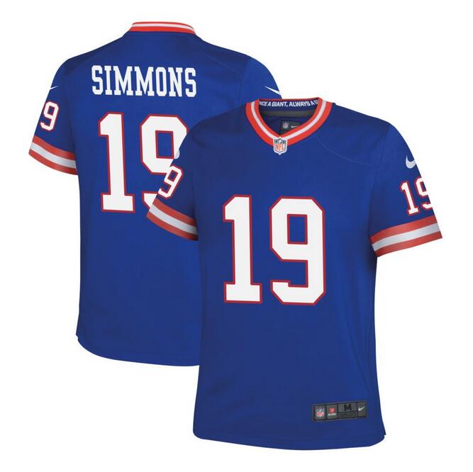 Youth New York Giants #19 Isaiah Simmons Royal Classic Stitched Jersey Youth New York Giants #19 Isaiah Simmons Royal Classic Stitched Jersey